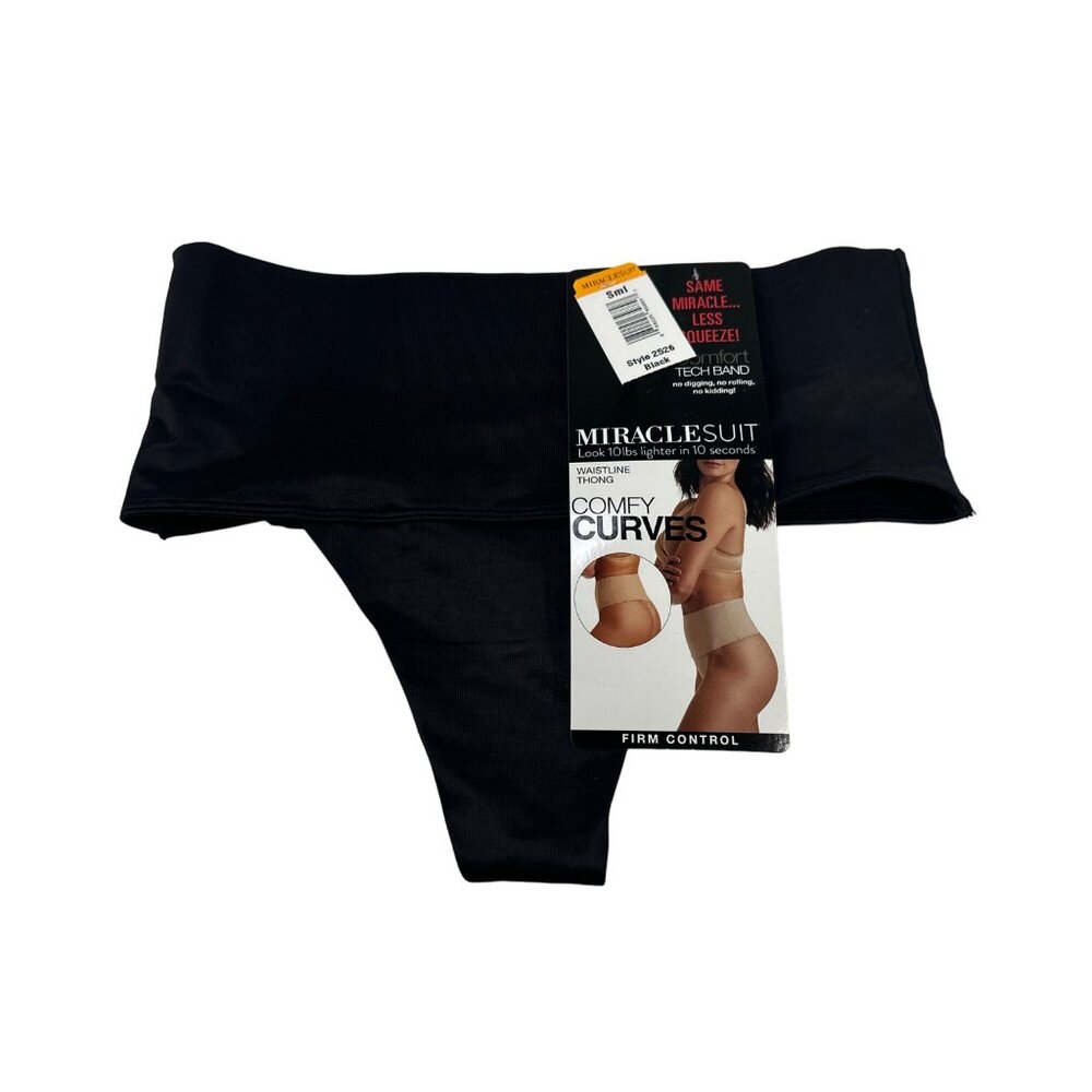 Miraclesuit Women's Size Small Panty Thong Control Firm Black New With Tags